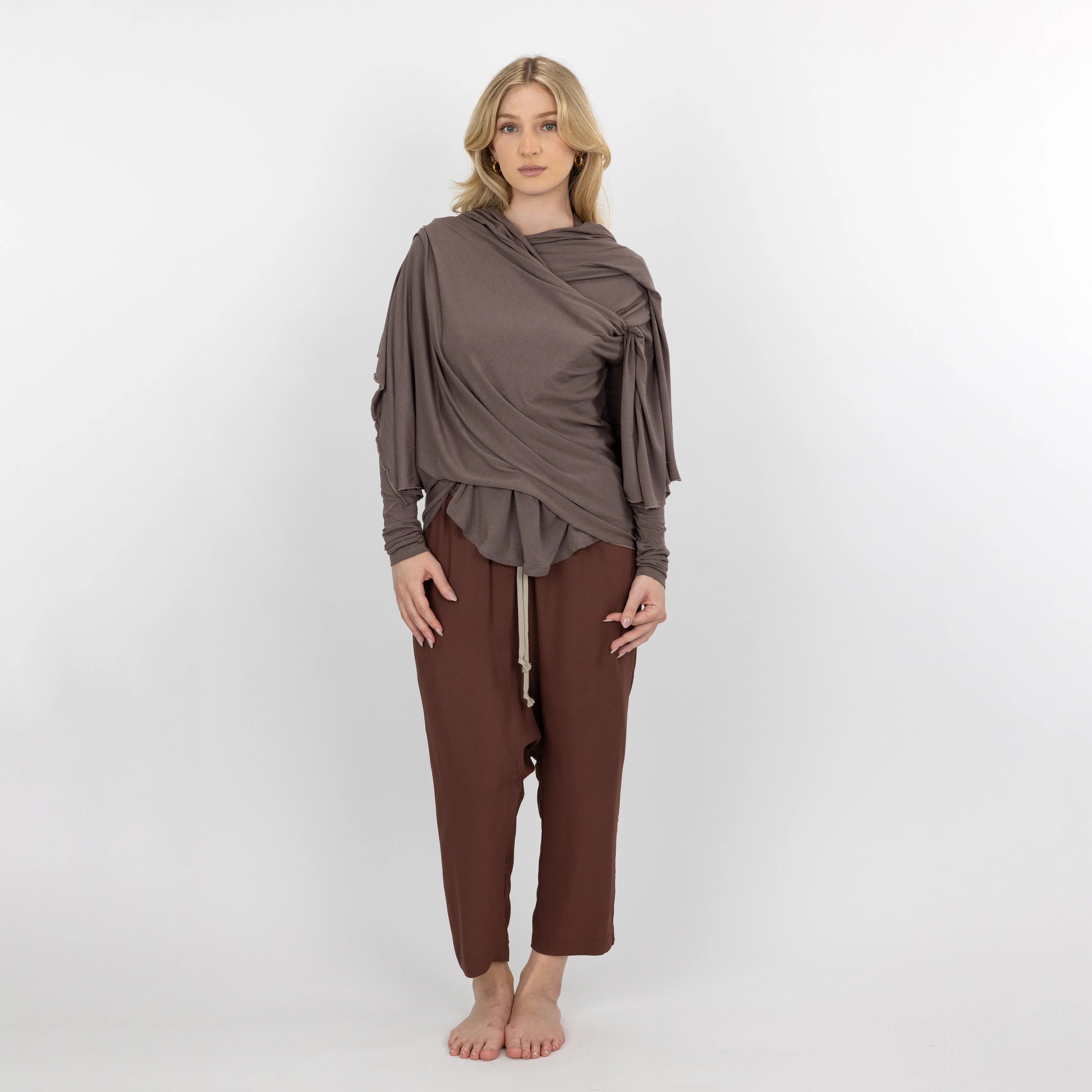 Womens Long Sleeve Cardigan Wrap - Iron