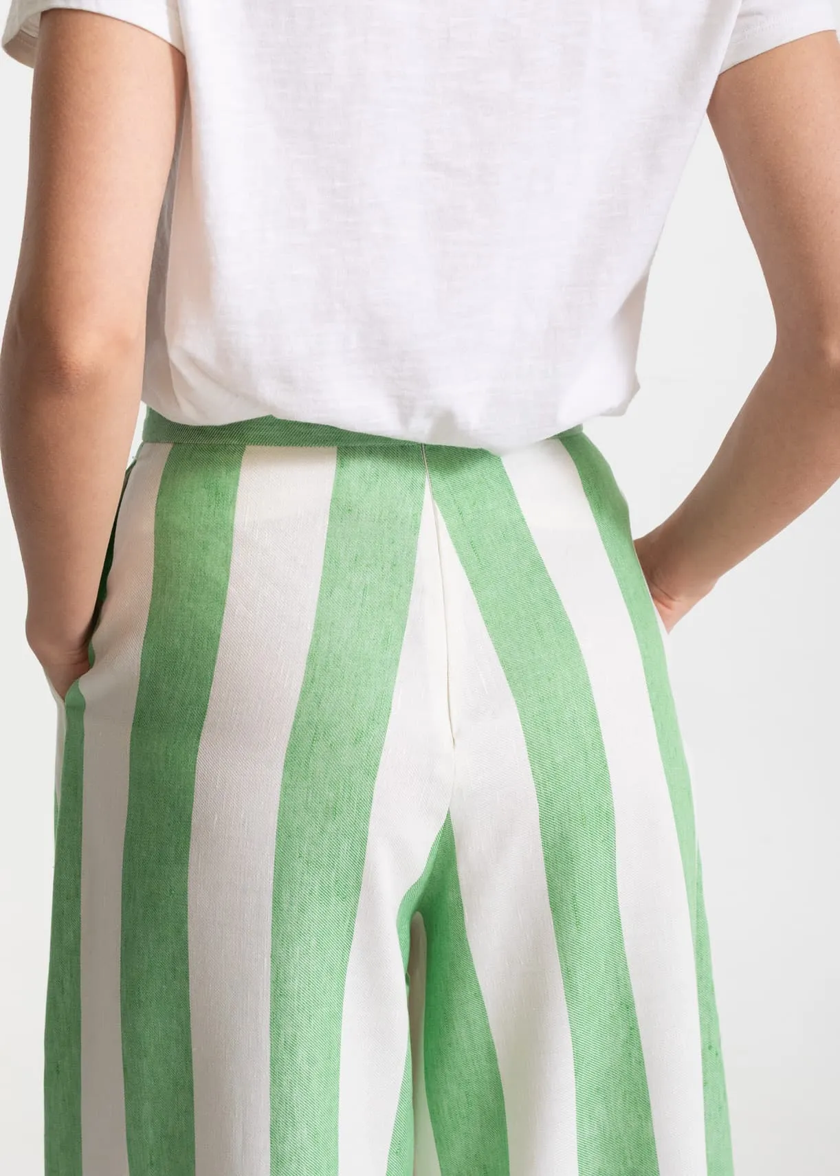 Women's Palazzo Linen Pants Lime Rush