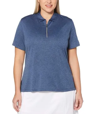 Womens Plus 1/4 Zip Heather Polo