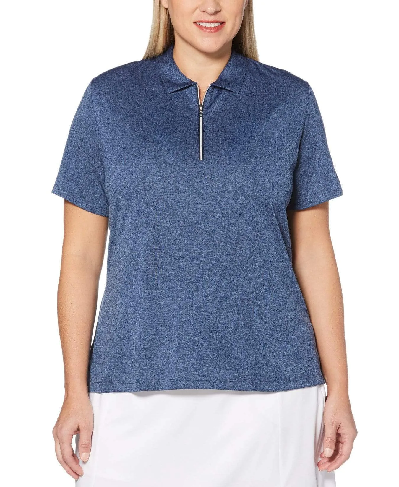 Womens Plus 1/4 Zip Heather Polo