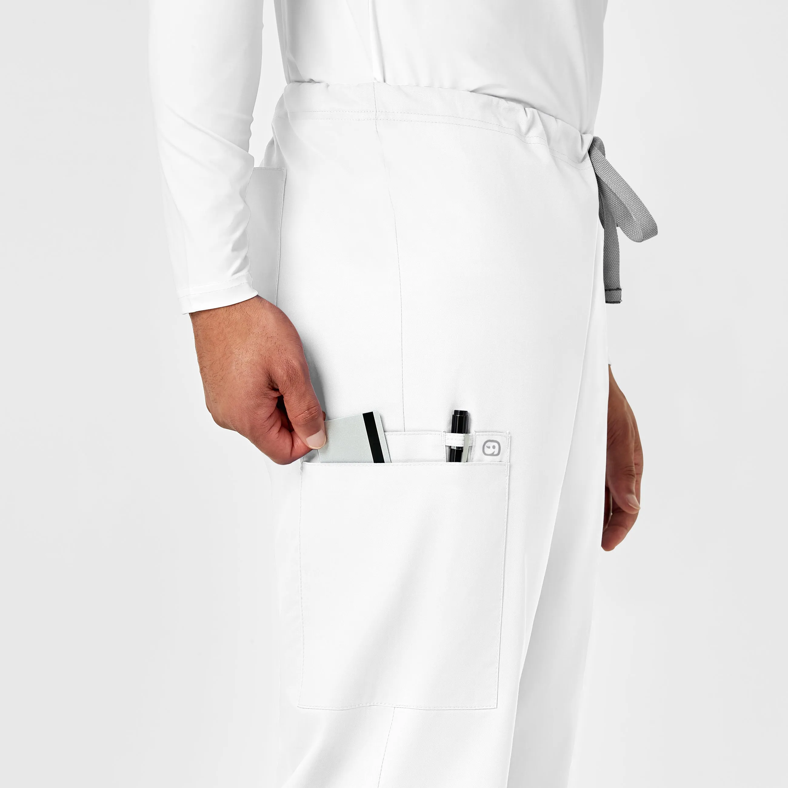 WonderWORK 500 Unisex Drawstring Cargo Scrub Pants White