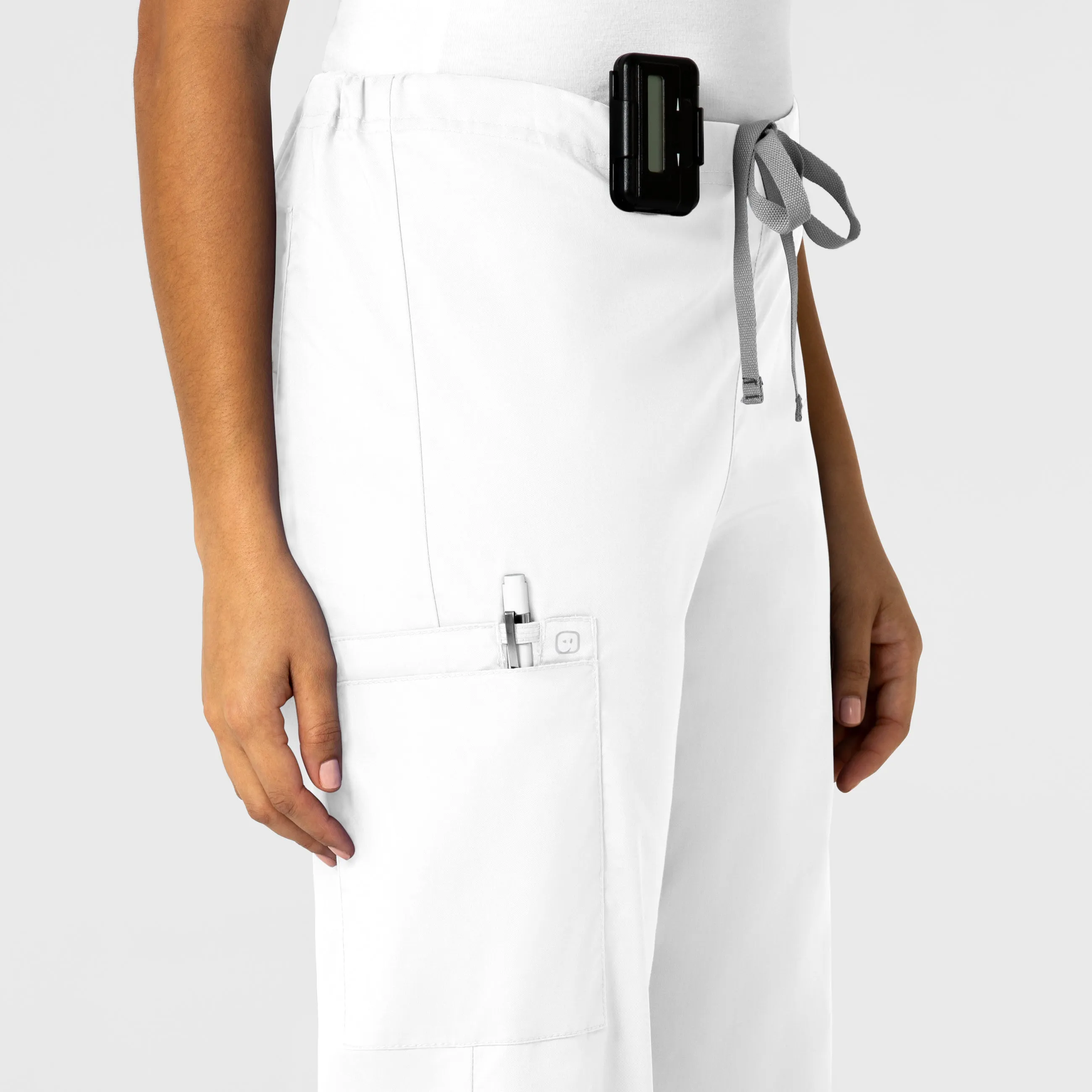 WonderWORK 500 Unisex Drawstring Cargo Scrub Pants White