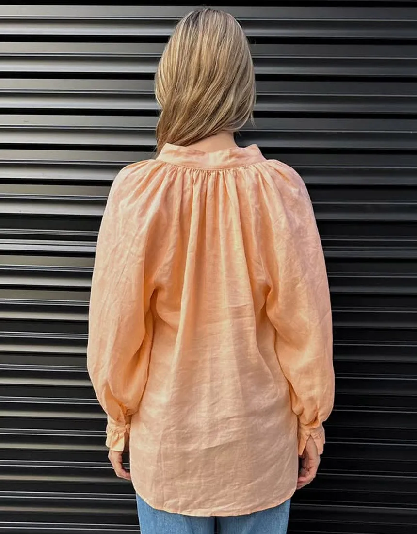 Worthier Apricot Linen Blouse