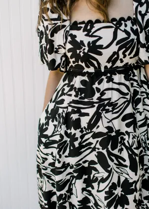 XZ Contrast Scallops Dress