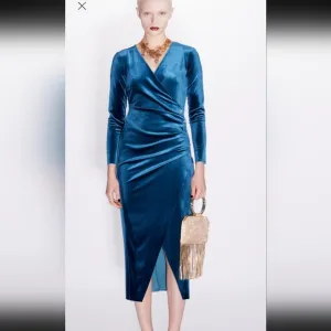 Zara JEWEL BUTTONED VELVET DRESS