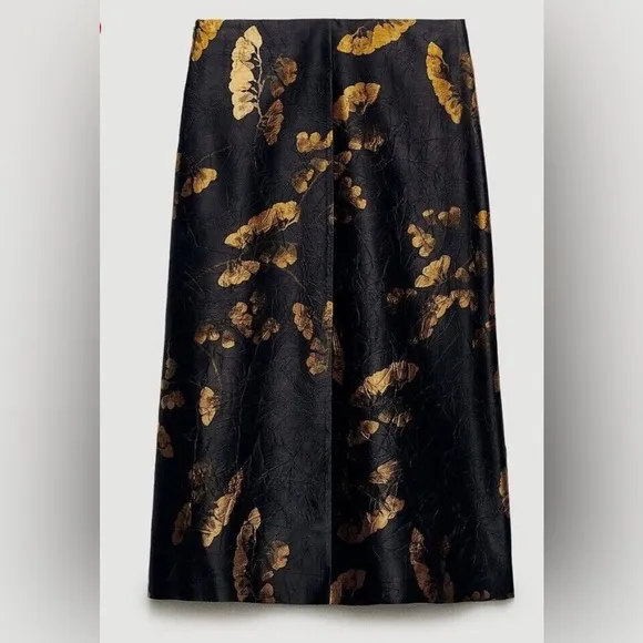 ZARA WOMAN HIGH-WAIST LAYERED MIDI ZW COLLECTION PRINTED SKIRT NWT
