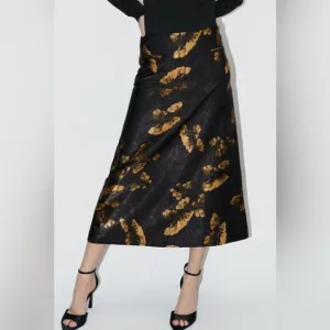 ZARA WOMAN HIGH-WAIST LAYERED MIDI ZW COLLECTION PRINTED SKIRT NWT