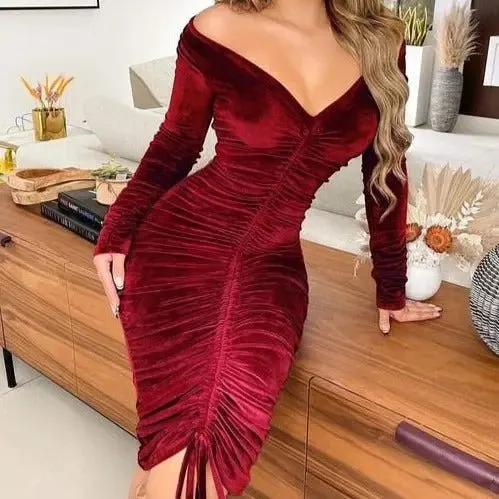 Zoe Velvet Bodycon Midi Dress