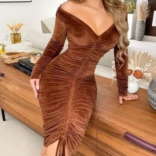 Zoe Velvet Bodycon Midi Dress